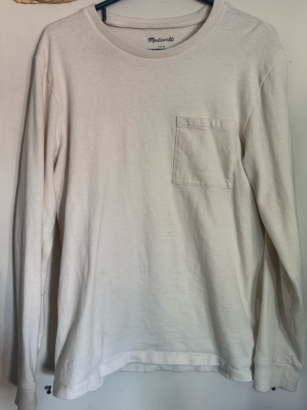 Madewell Cream Long Sleeve Pocket Tee